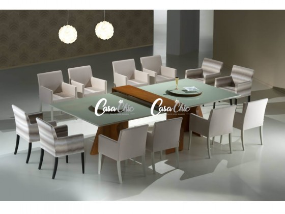 Conjunto Mesa de Jantar Simone Cecilia com 12 Poltronas 3.00 x 1.48 Retangular